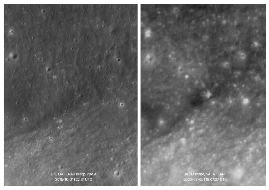 Here Are the First Images of the Crater Left on the Moon by SpaceX’s Rocket